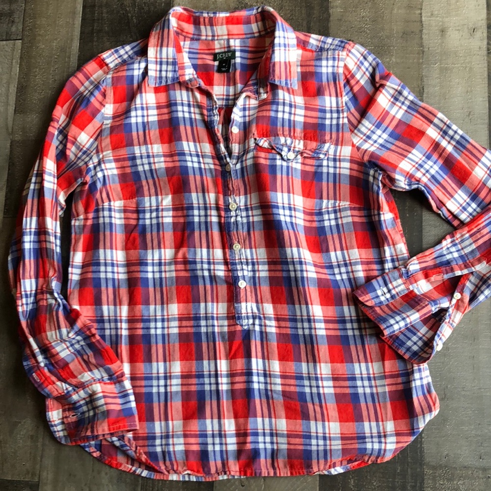 Jcrew Plaid Pull Over Button Down - image 1